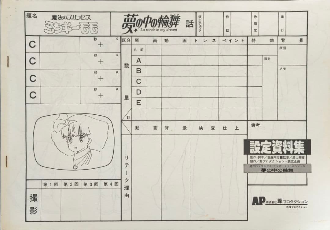魔法のプリンセスミンキーモモOVA夢の中の輪舞 設定資料