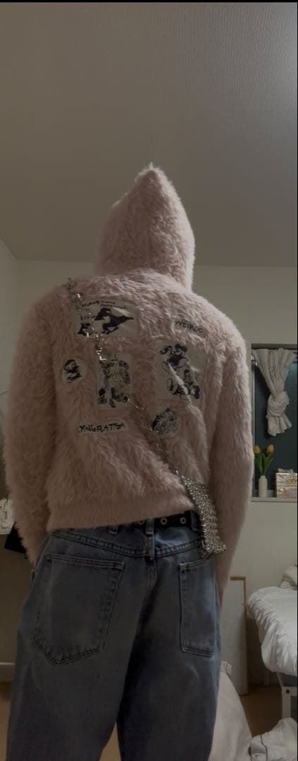 Worn-Out Shaggy Grunge Hoodie モヘア　フーディ