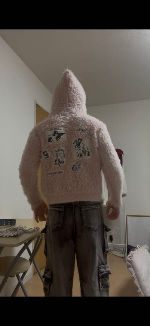 Worn-Out Shaggy Grunge Hoodie モヘア　フーディ