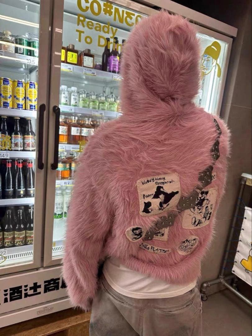 Worn-Out Shaggy Grunge Hoodie モヘア　フーディ