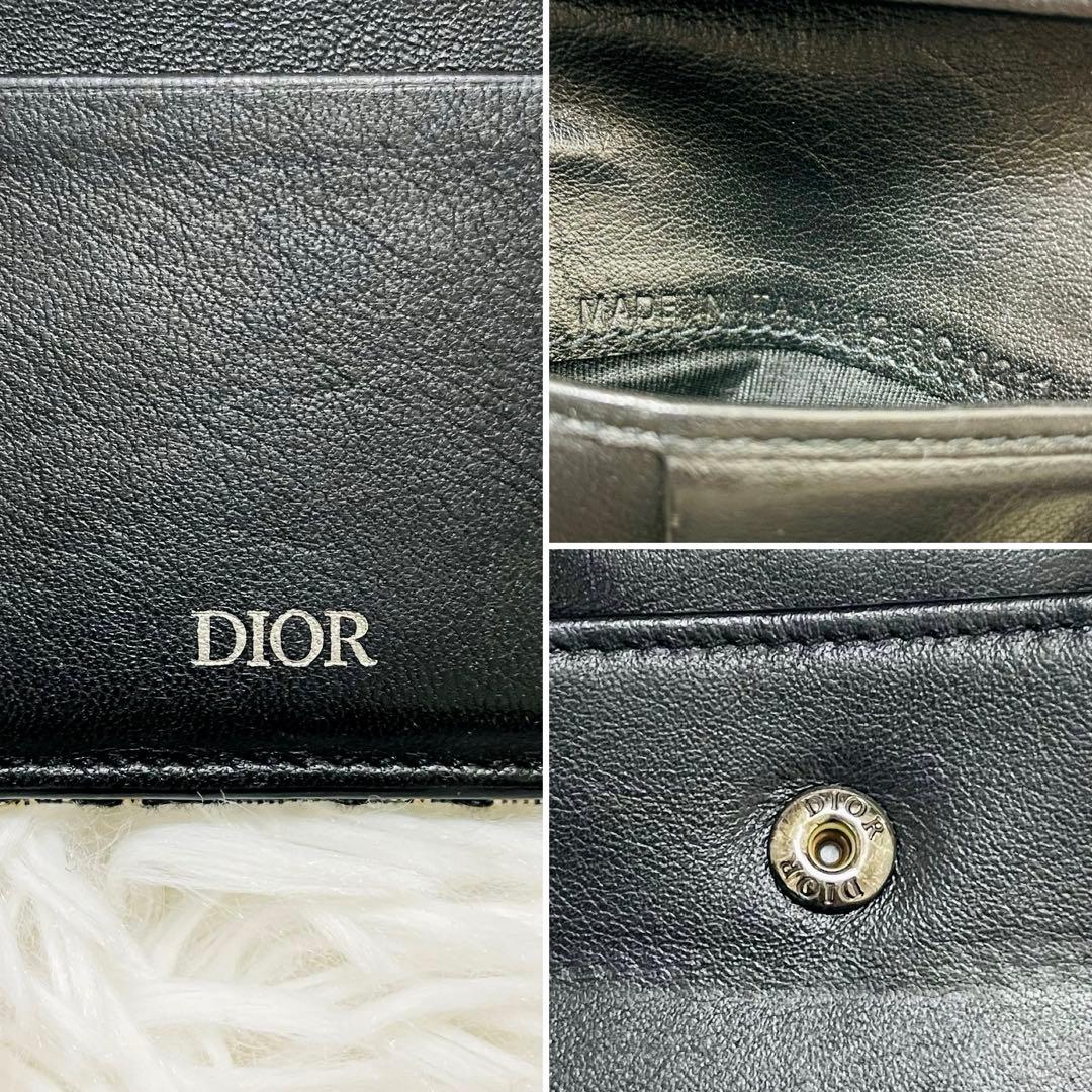 極美✨付属完備✨ディオール 二つ折り財布 オブリーク サドル レザー