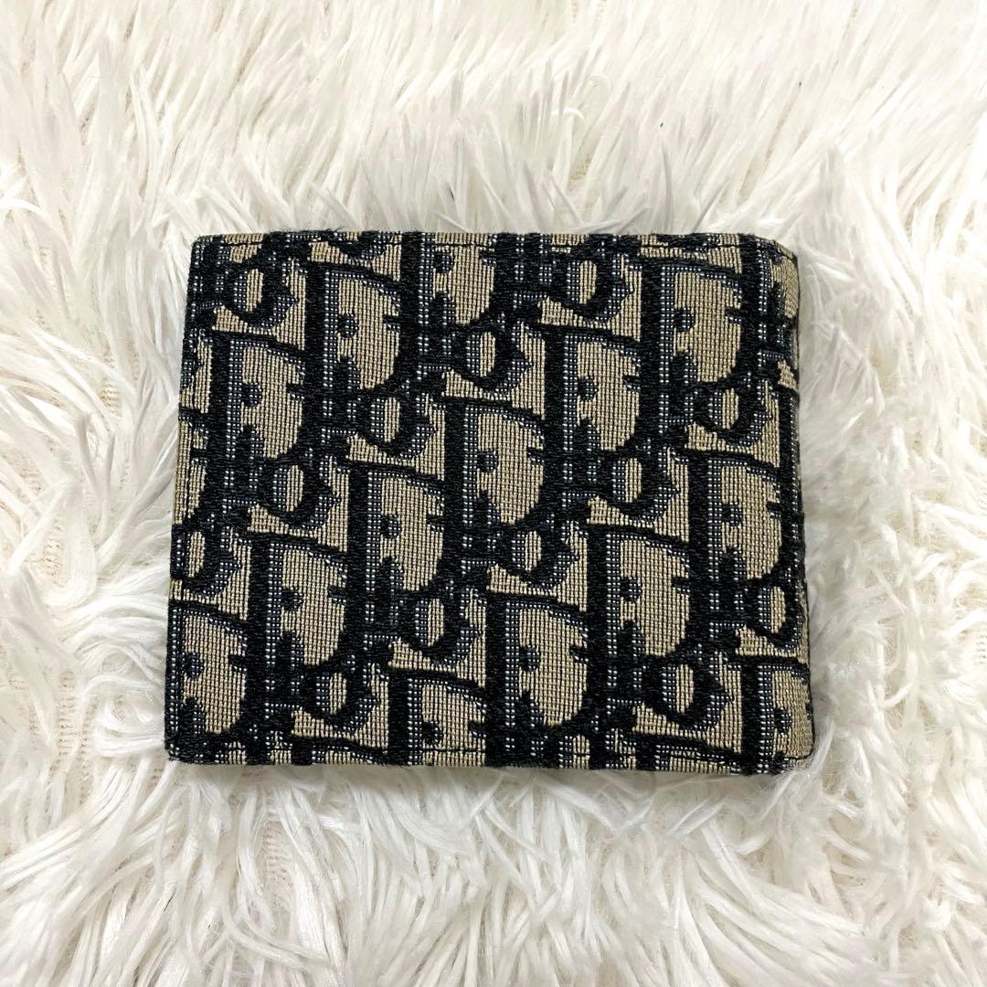 極美✨付属完備✨ディオール 二つ折り財布 オブリーク サドル レザー