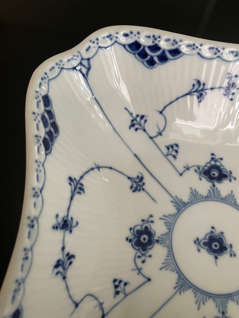 ロイヤルコペンハーゲン ブルーフルーテッド ハーフレース スクエア ボウル