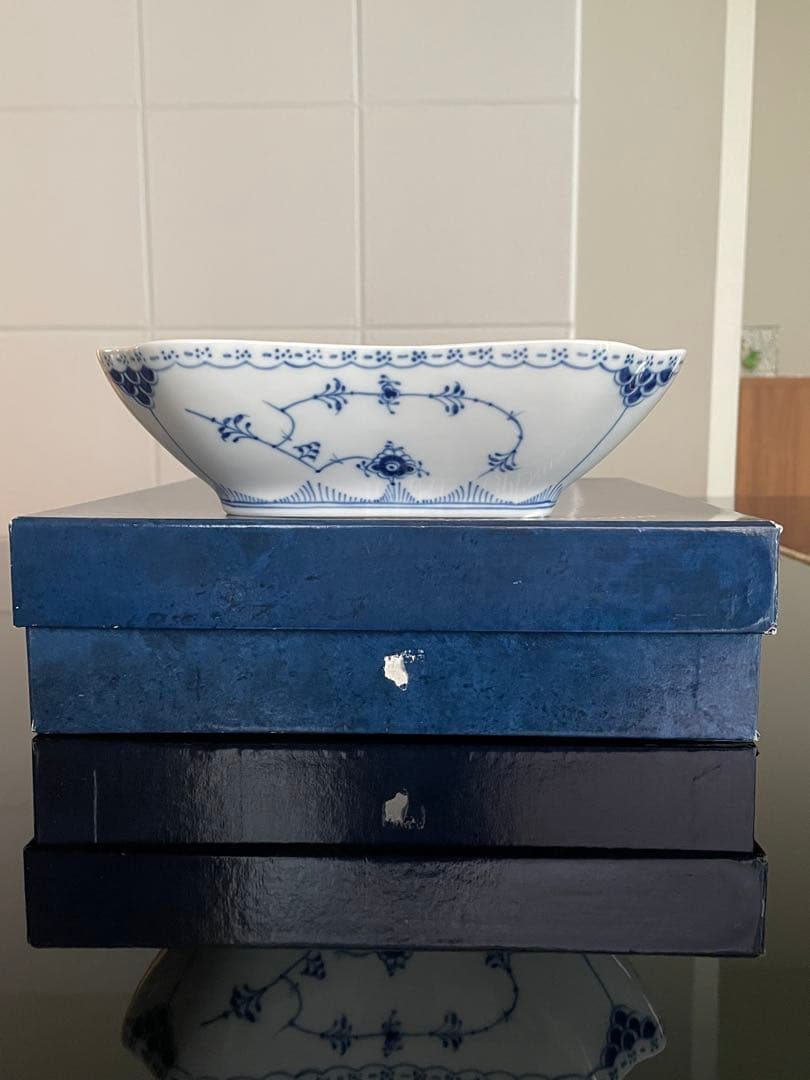 ロイヤルコペンハーゲン ブルーフルーテッド ハーフレース スクエア ボウル