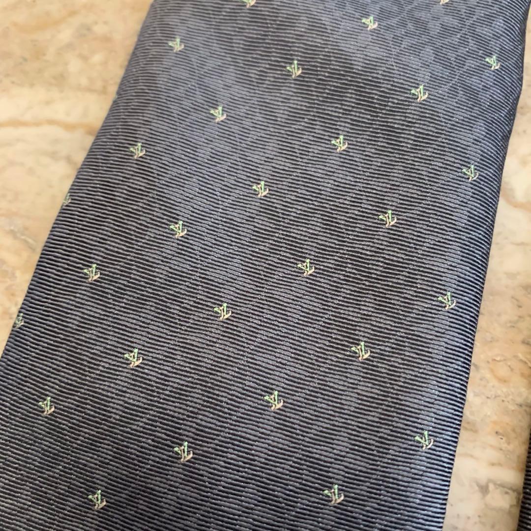 N7 美品 ルイヴィトン ロゴ総柄 モノグラム グレー ネクタイ メンズ