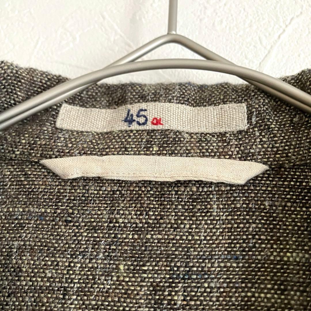 45R リネンツイードコート 定価10万 ステンカラーコート ロング サイズ2