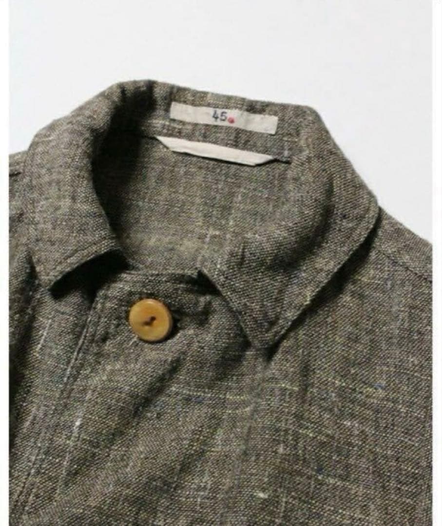 45R リネンツイードコート 定価10万 ステンカラーコート ロング サイズ2