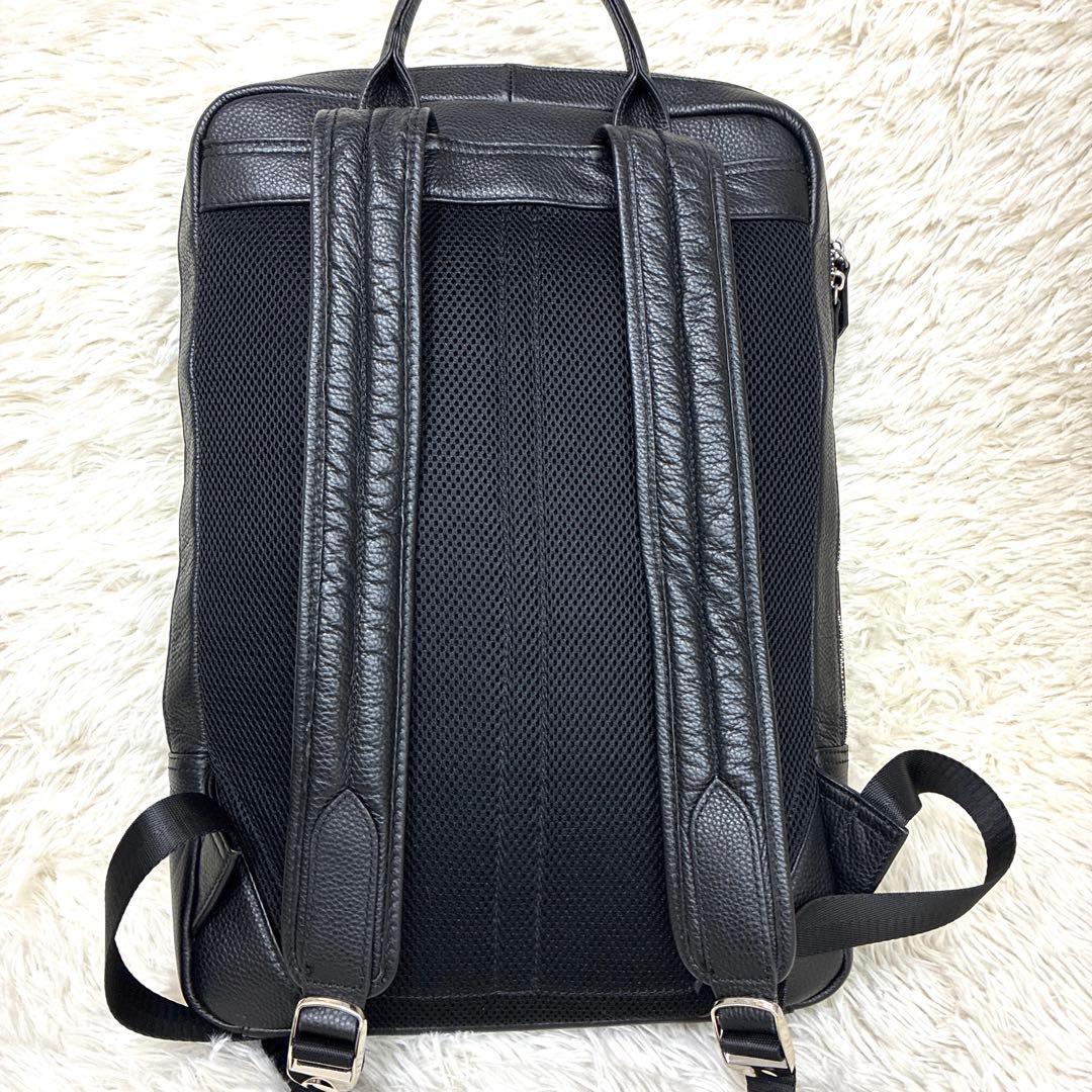 美品 MURA ムラ リュックサック レザー シボ革 肩掛け 黒 A4可 大容量