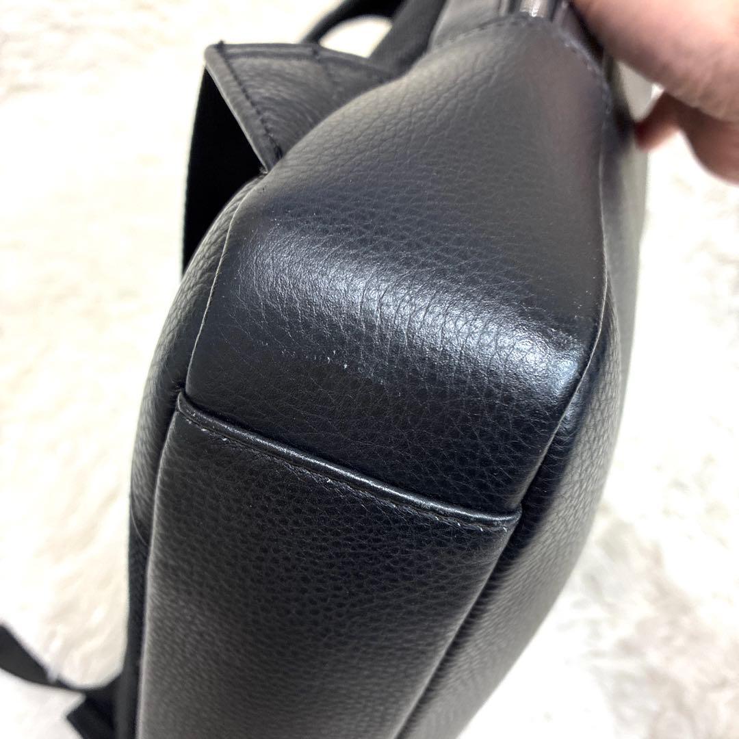 美品 MURA ムラ リュックサック レザー シボ革 肩掛け 黒 A4可 大容量