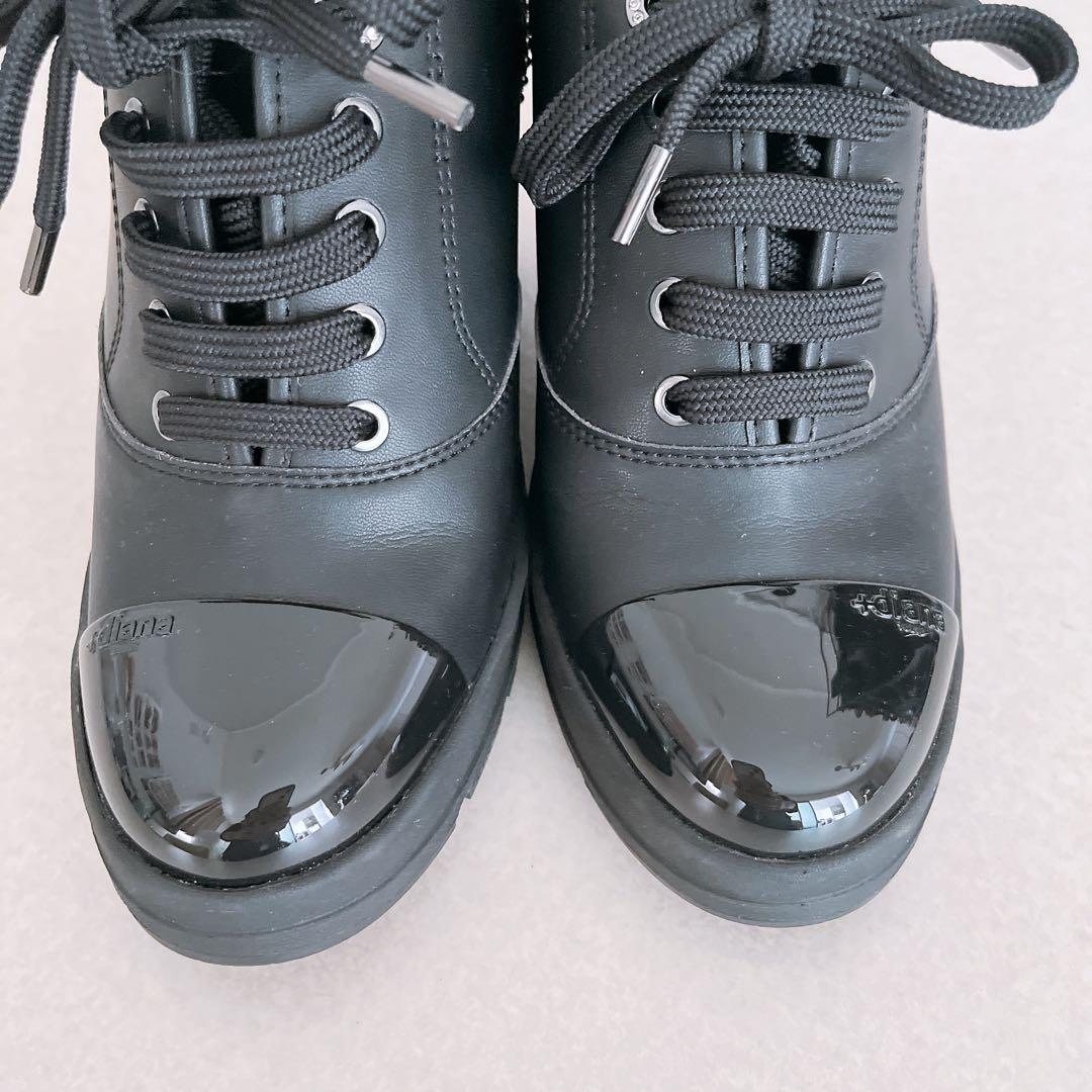 +diana ヒールアップスニーカー ウエッジソール ブラック 23.5cm