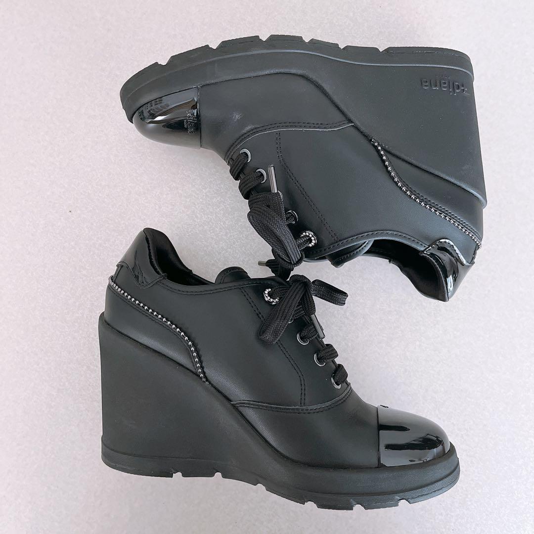 +diana ヒールアップスニーカー ウエッジソール ブラック 23.5cm