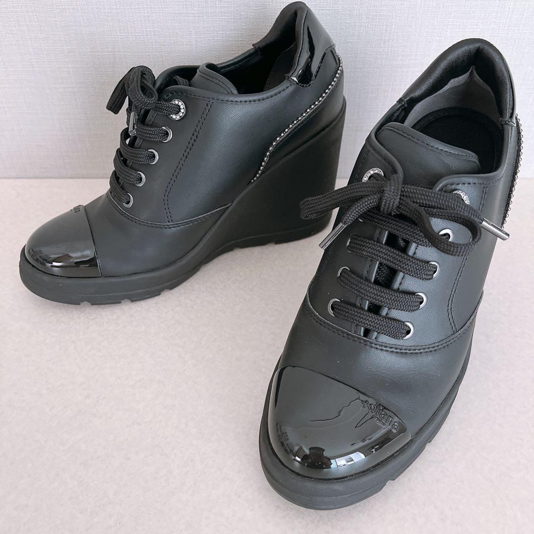 +diana ヒールアップスニーカー ウエッジソール ブラック 23.5cm