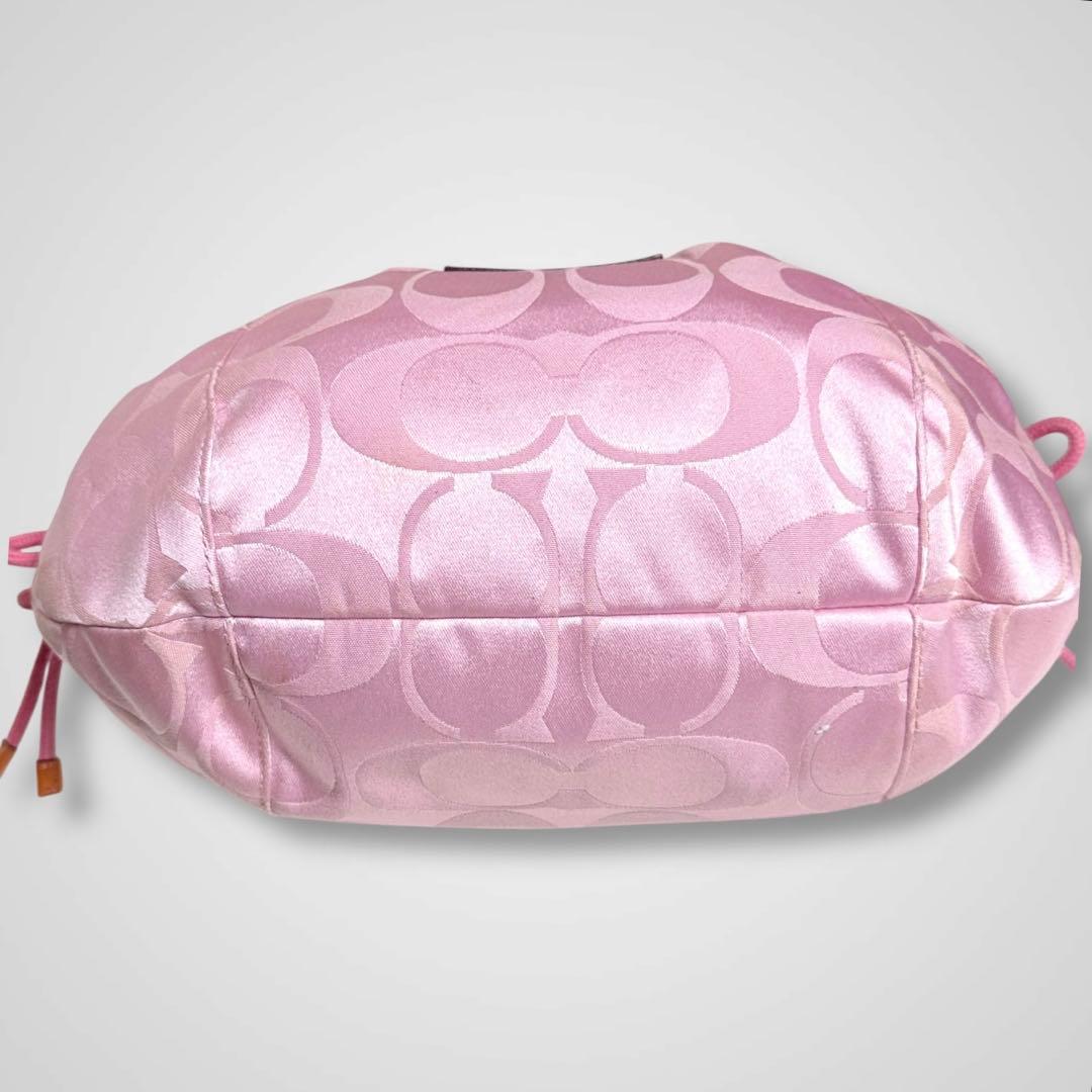 バッグ COACH poppy pink signature shoulder hobo