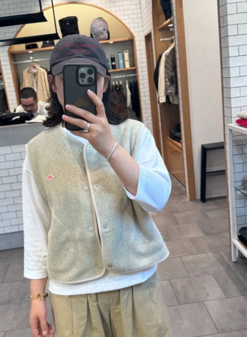 DANTON/ダントン　フリースカラーレスベスト　WOMEN マーブル38