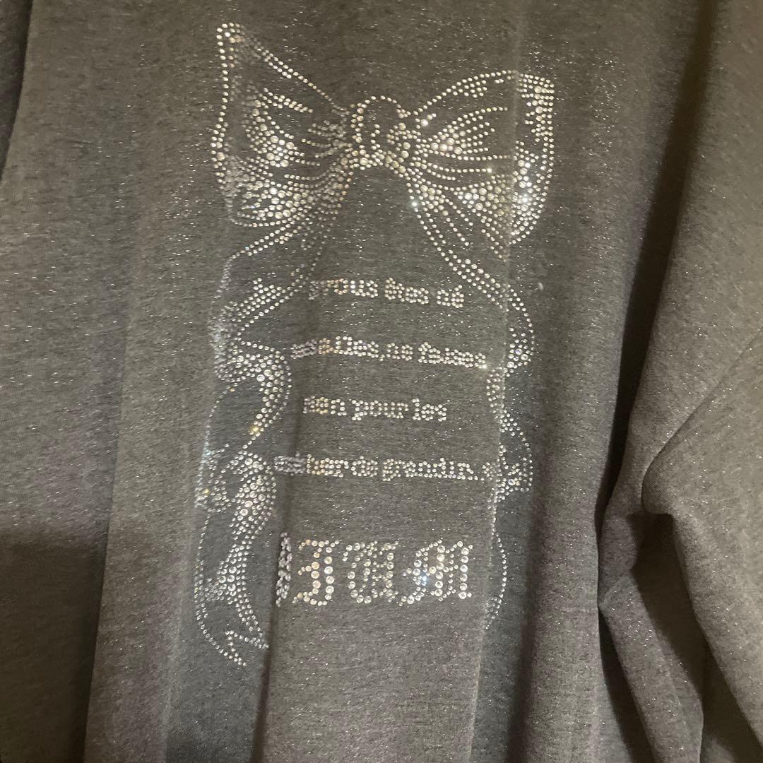 【お値下げ中】ダブルラインビジュープリントジップスウェット　チャコール