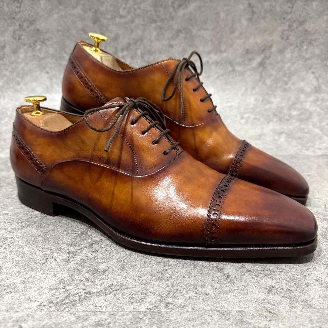 【極美品】マグナーニ　26 クォーターブローグ コニャック　ストレート　ビジネス