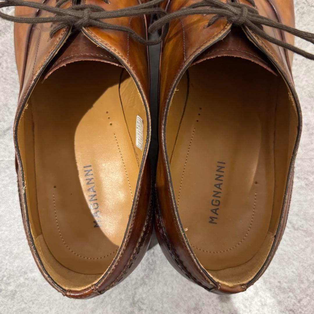 【極美品】マグナーニ　26 クォーターブローグ コニャック　ストレート　ビジネス