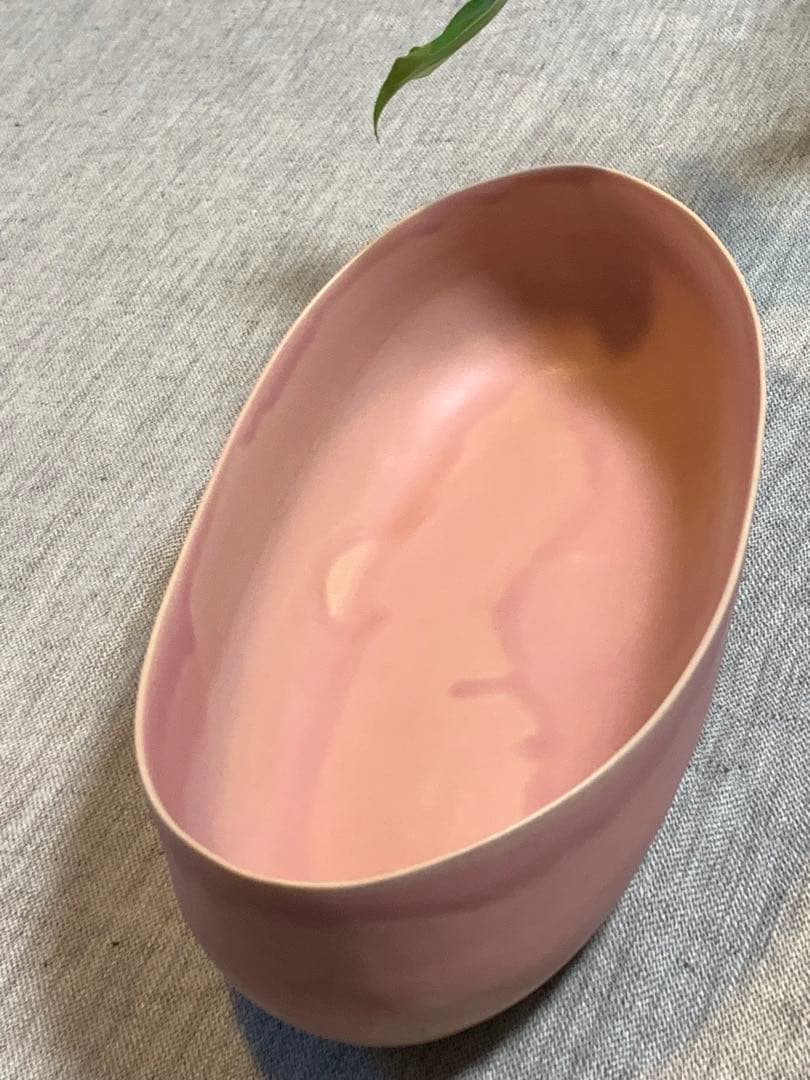 クリスチャンヌ　ペロション オーバル舟形　ピンク釉 初期作品　有元葉子　極美品