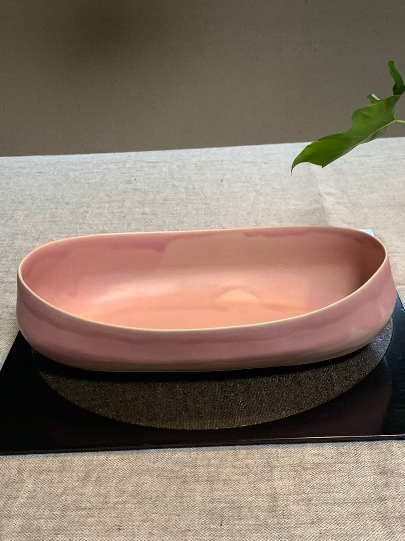 クリスチャンヌ　ペロション オーバル舟形　ピンク釉 初期作品　有元葉子　極美品