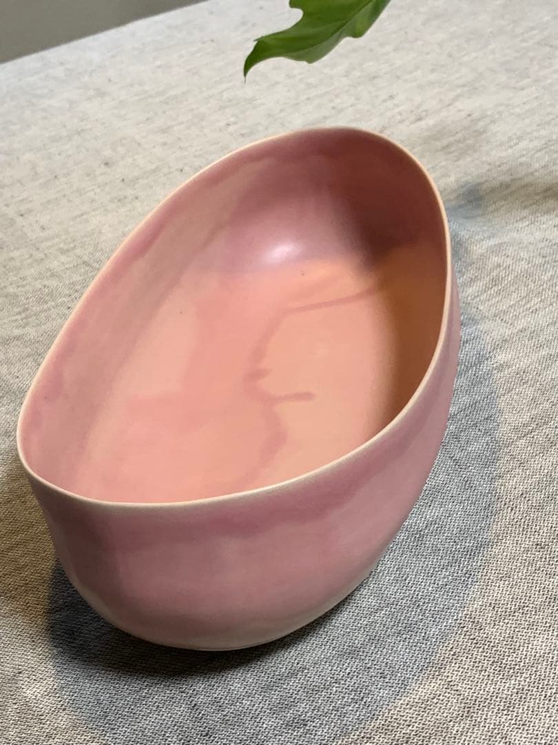 クリスチャンヌ　ペロション オーバル舟形　ピンク釉 初期作品　有元葉子　極美品