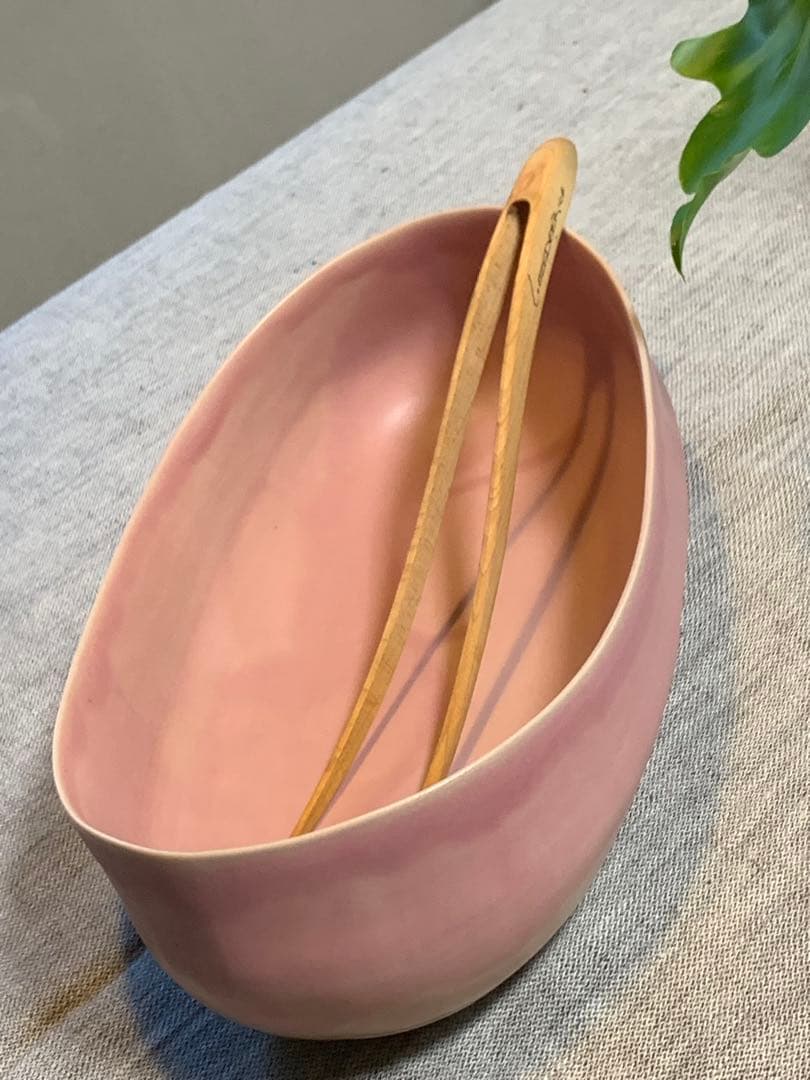 クリスチャンヌ　ペロション オーバル舟形　ピンク釉 初期作品　有元葉子　極美品