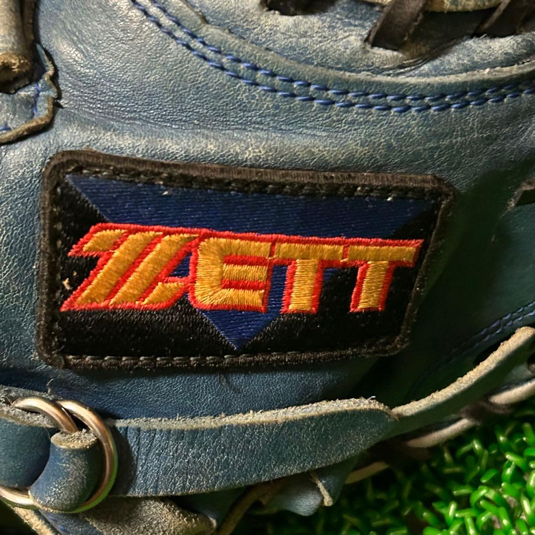 ゼット 日本製 旧ラベル 軟式キャッチャーミット ブルー