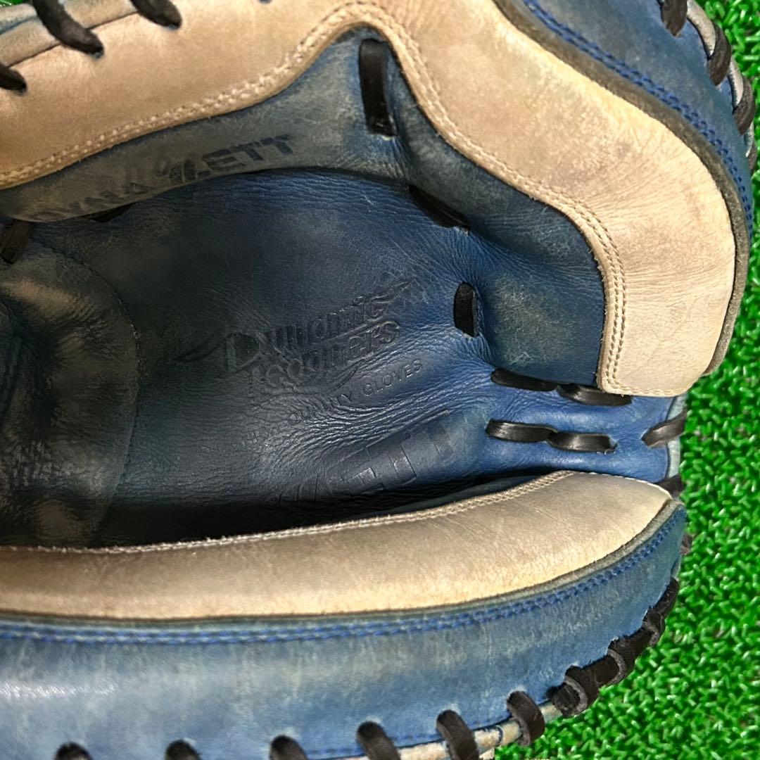 ゼット 日本製 旧ラベル 軟式キャッチャーミット ブルー