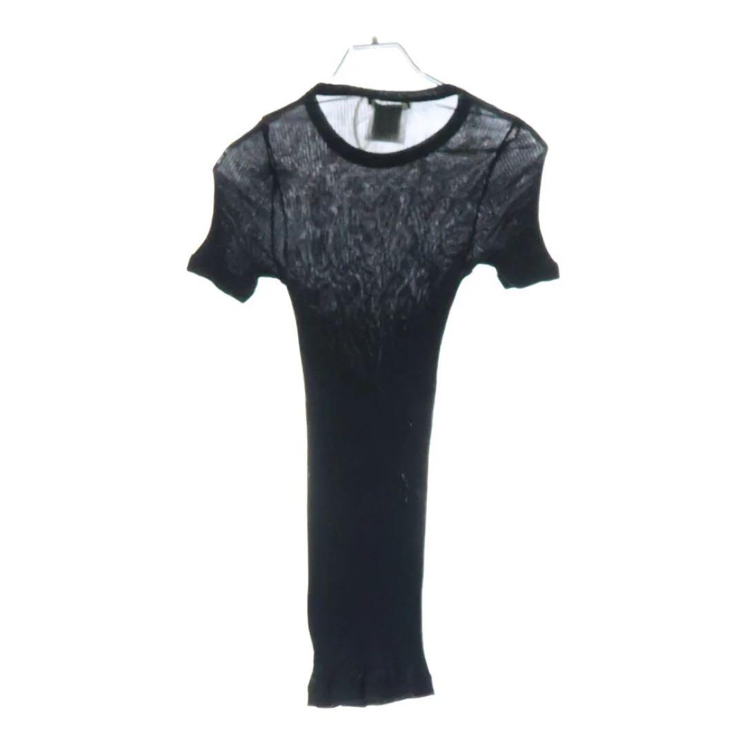 COMME des GARCONS 95SS プリーツ加工 シルクTシャツ 黒