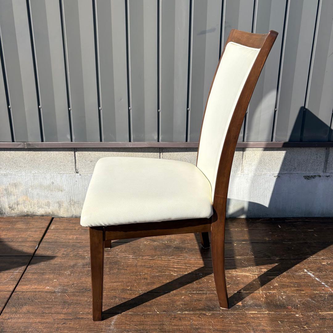 ①ニトリ ダイニングチェア DC LAGOON 合皮ホワイト×ブラウン 食卓椅子