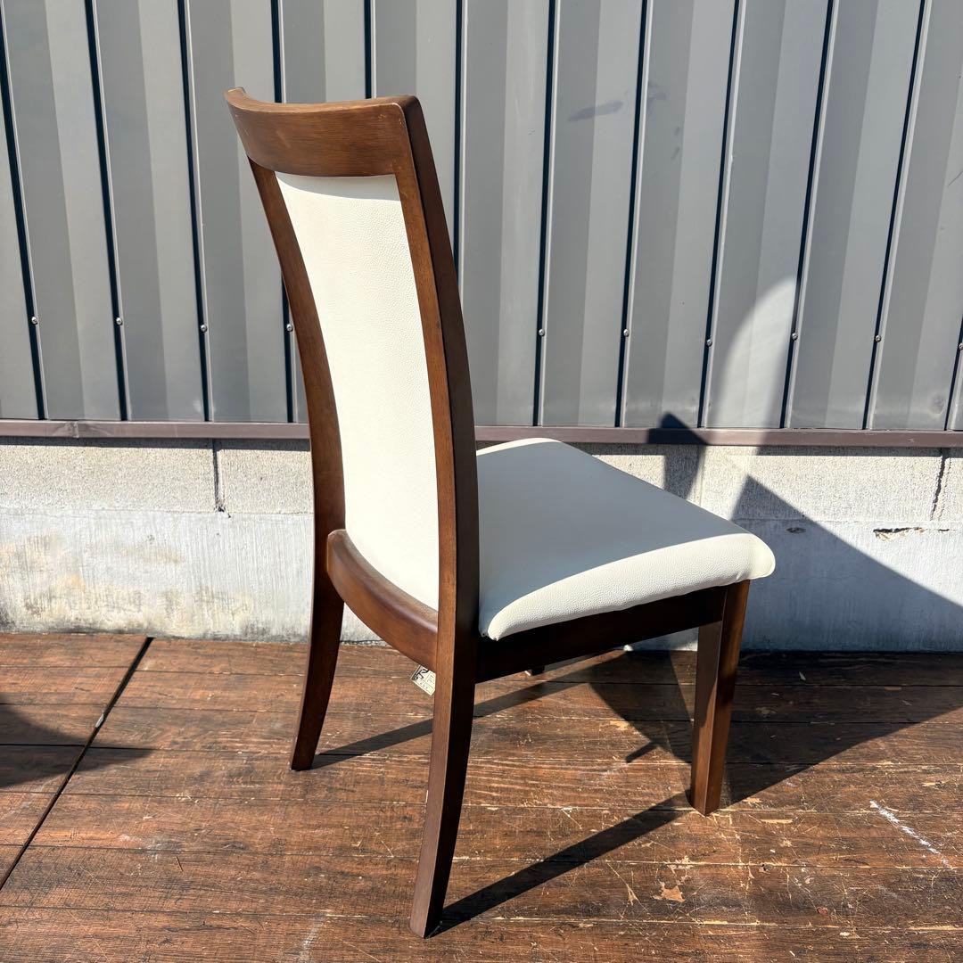 ①ニトリ ダイニングチェア DC LAGOON 合皮ホワイト×ブラウン 食卓椅子