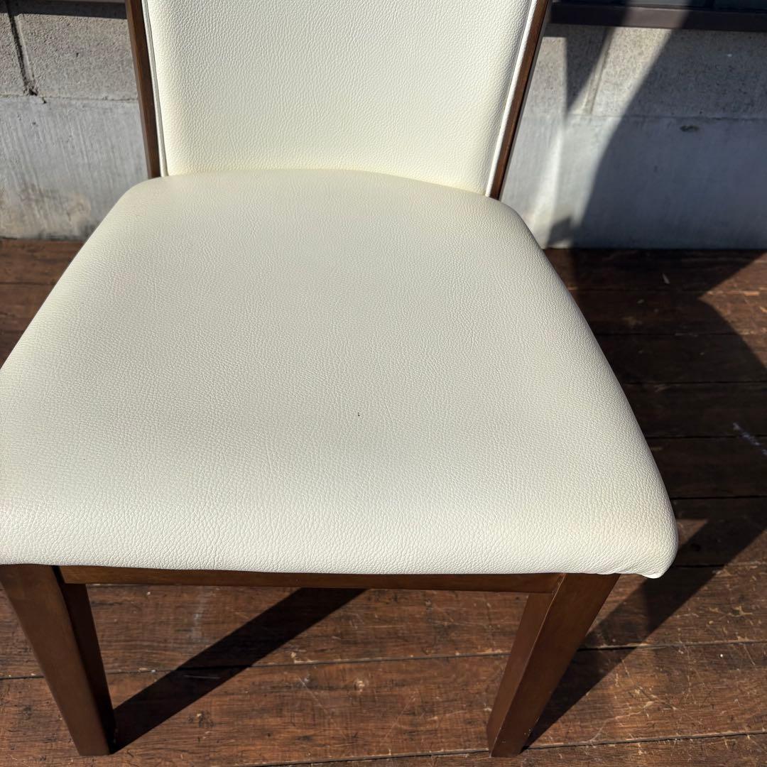 ①ニトリ ダイニングチェア DC LAGOON 合皮ホワイト×ブラウン 食卓椅子