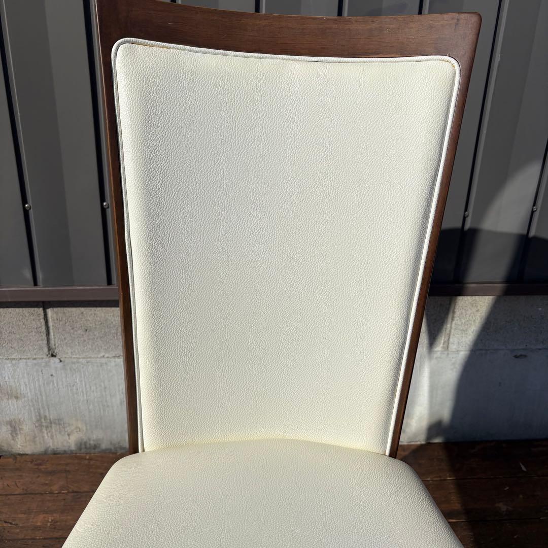 ①ニトリ ダイニングチェア DC LAGOON 合皮ホワイト×ブラウン 食卓椅子