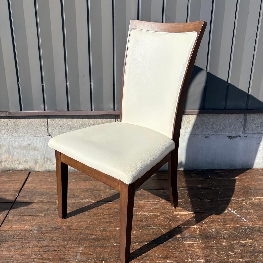 ①ニトリ ダイニングチェア DC LAGOON 合皮ホワイト×ブラウン 食卓椅子