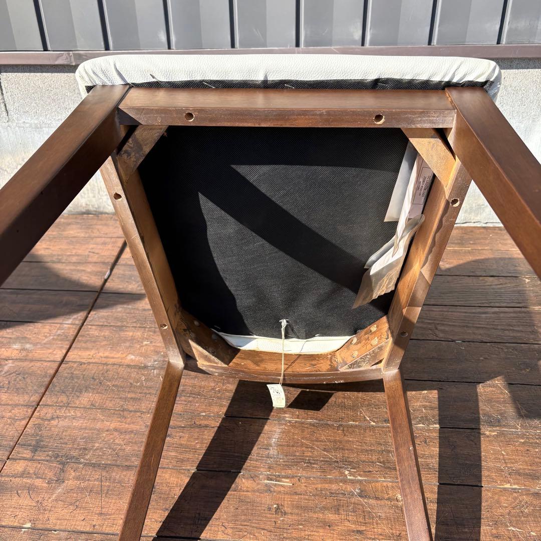 ①ニトリ ダイニングチェア DC LAGOON 合皮ホワイト×ブラウン 食卓椅子