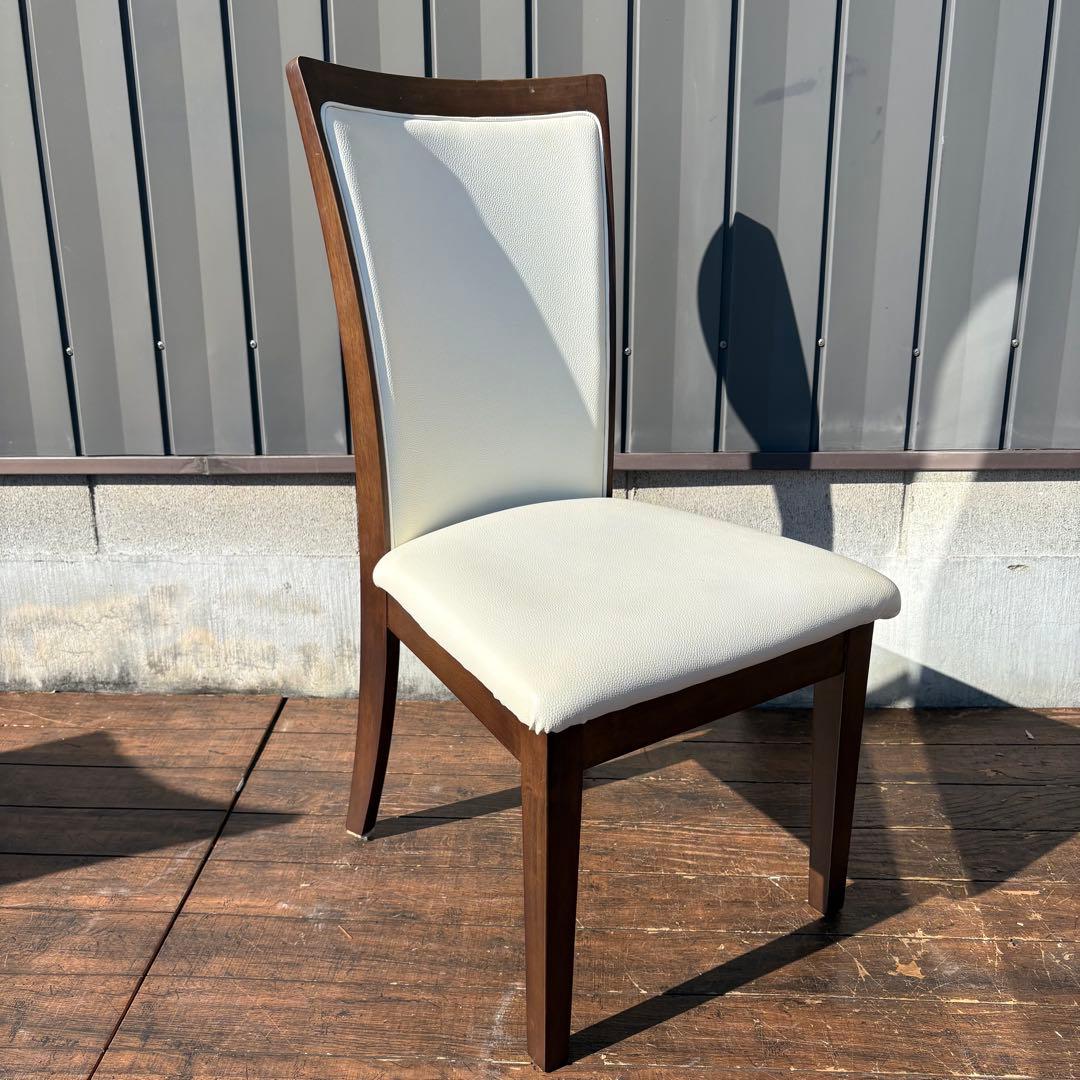 ①ニトリ ダイニングチェア DC LAGOON 合皮ホワイト×ブラウン 食卓椅子