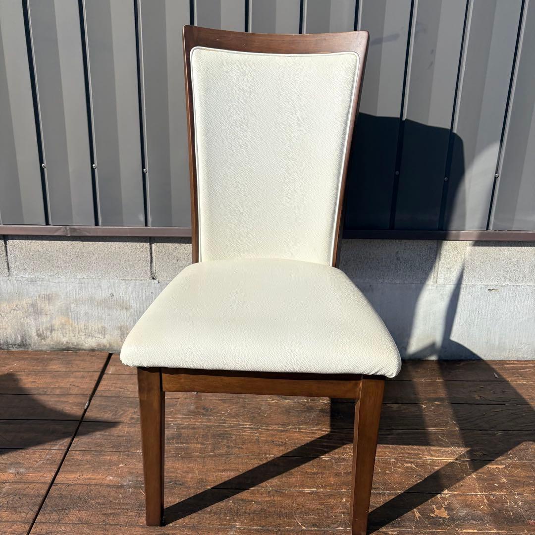 ①ニトリ ダイニングチェア DC LAGOON 合皮ホワイト×ブラウン 食卓椅子