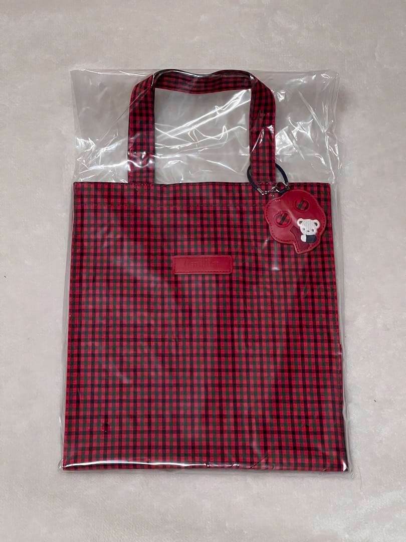 familiar　ファミリア　トートバッグ　チェック　赤　大