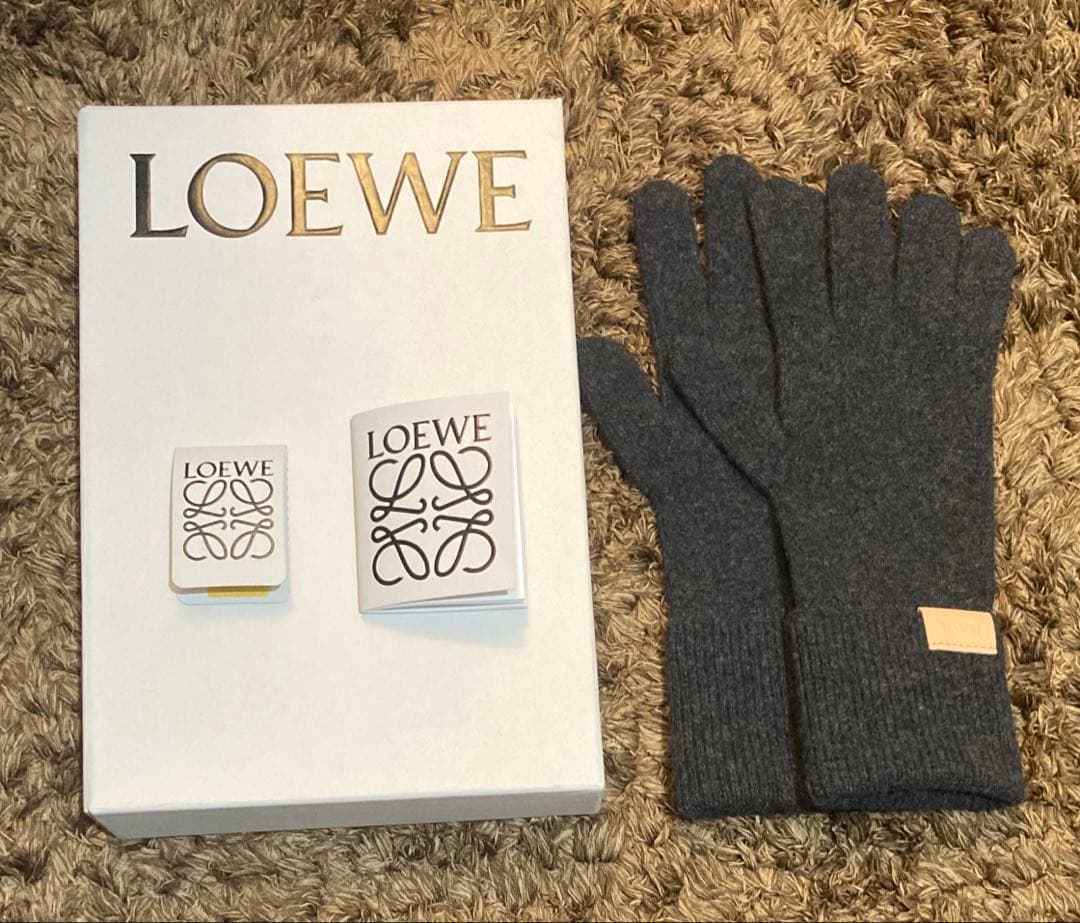 極美品 LOEWE ロエベ カシミヤグローブ 手袋 ブラック