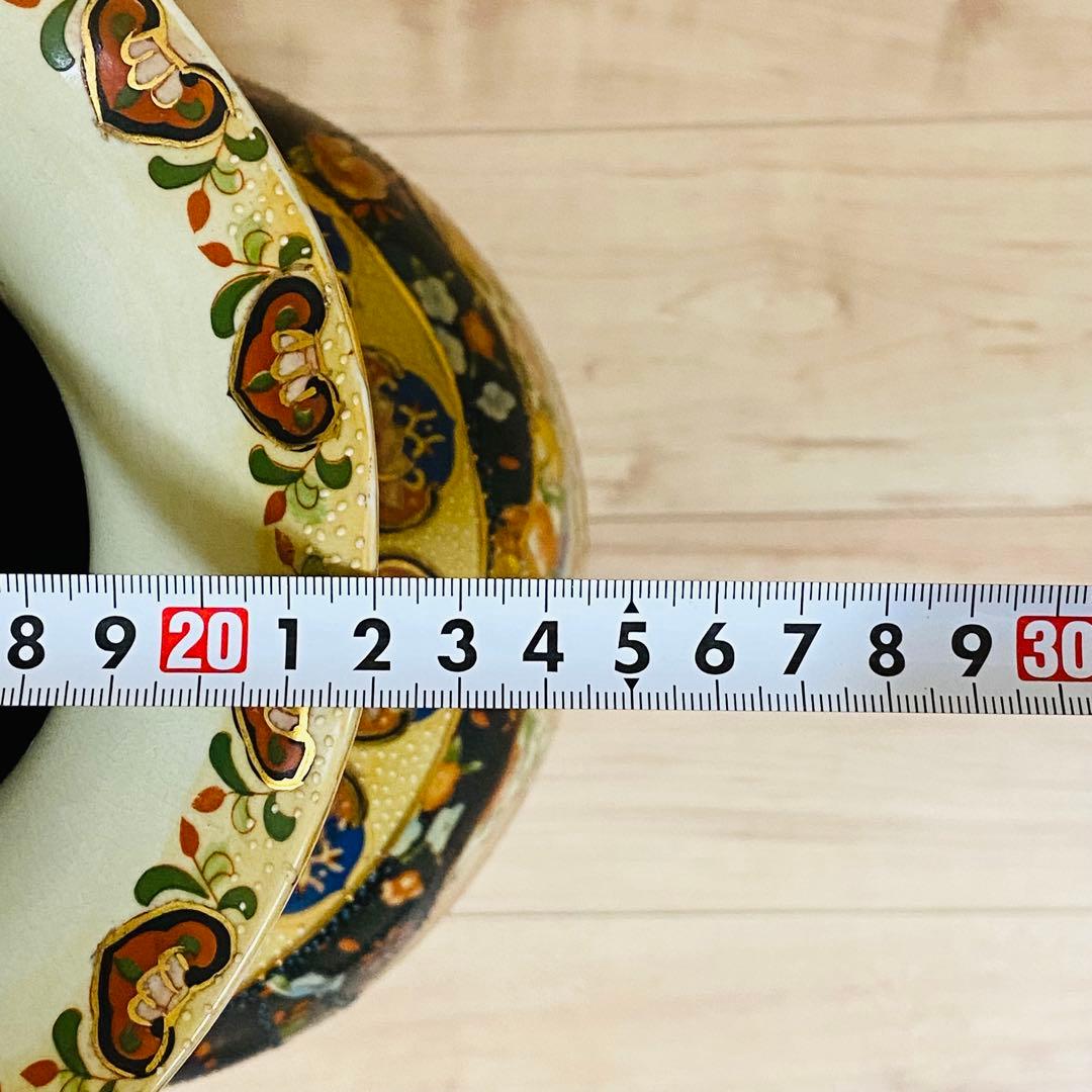 【匿名配送】飾り壺 61cm 大型 金彩耳 薩摩焼 花 蝶 車 陶器 花瓶