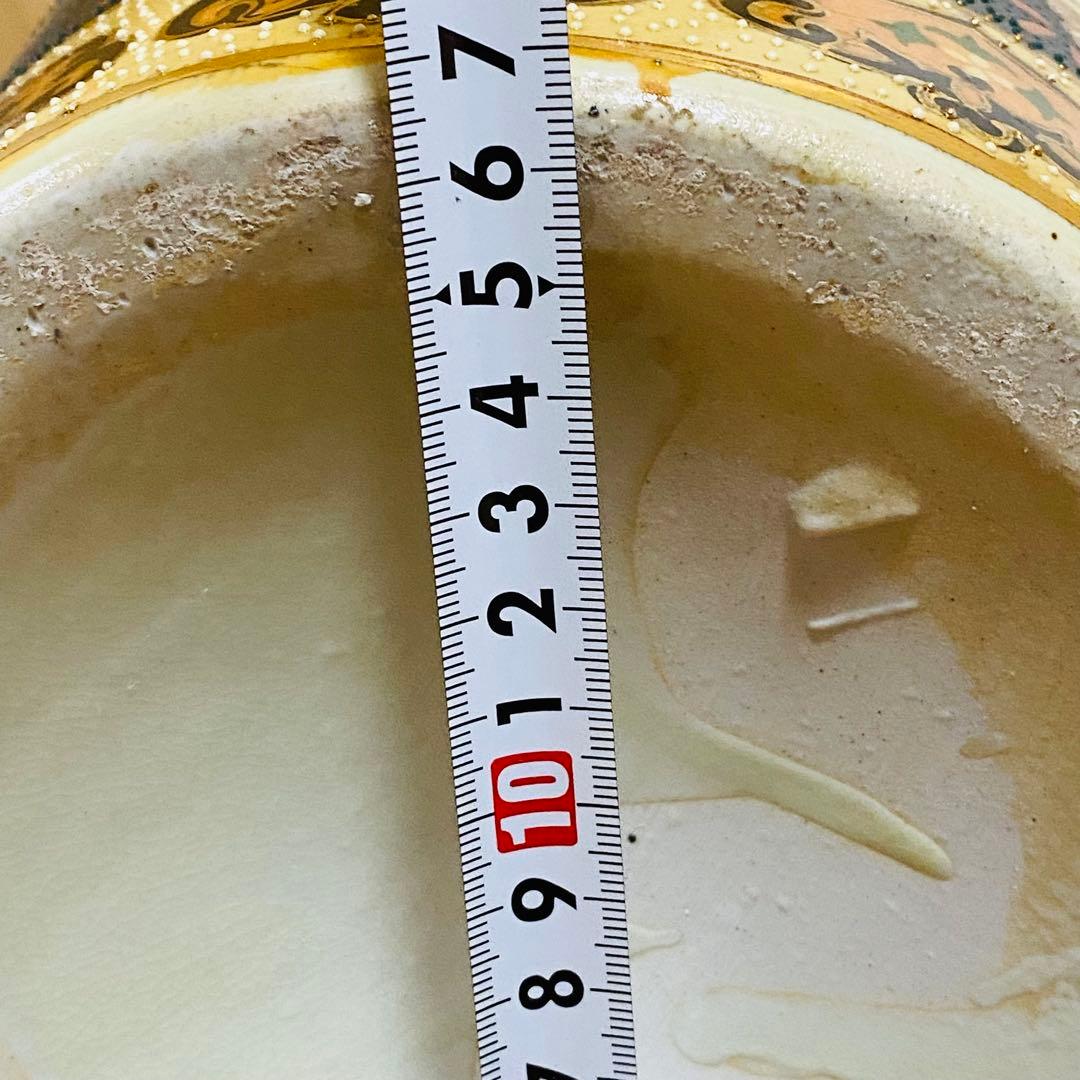 【匿名配送】飾り壺 61cm 大型 金彩耳 薩摩焼 花 蝶 車 陶器 花瓶