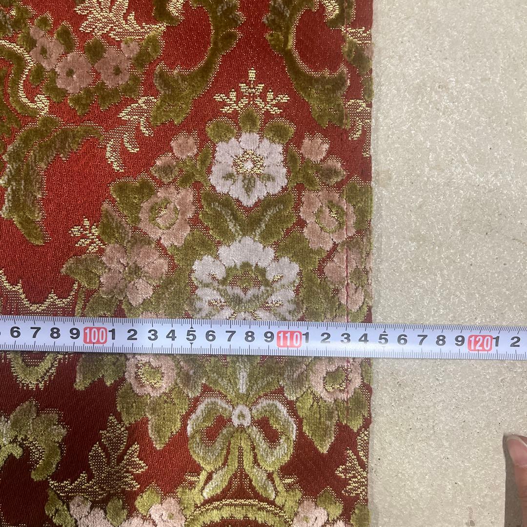 金華山　花かご　レッド　縦柄　センターカーテン　ハイルーフ