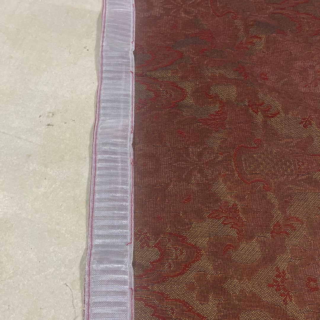 金華山　花かご　レッド　縦柄　センターカーテン　ハイルーフ