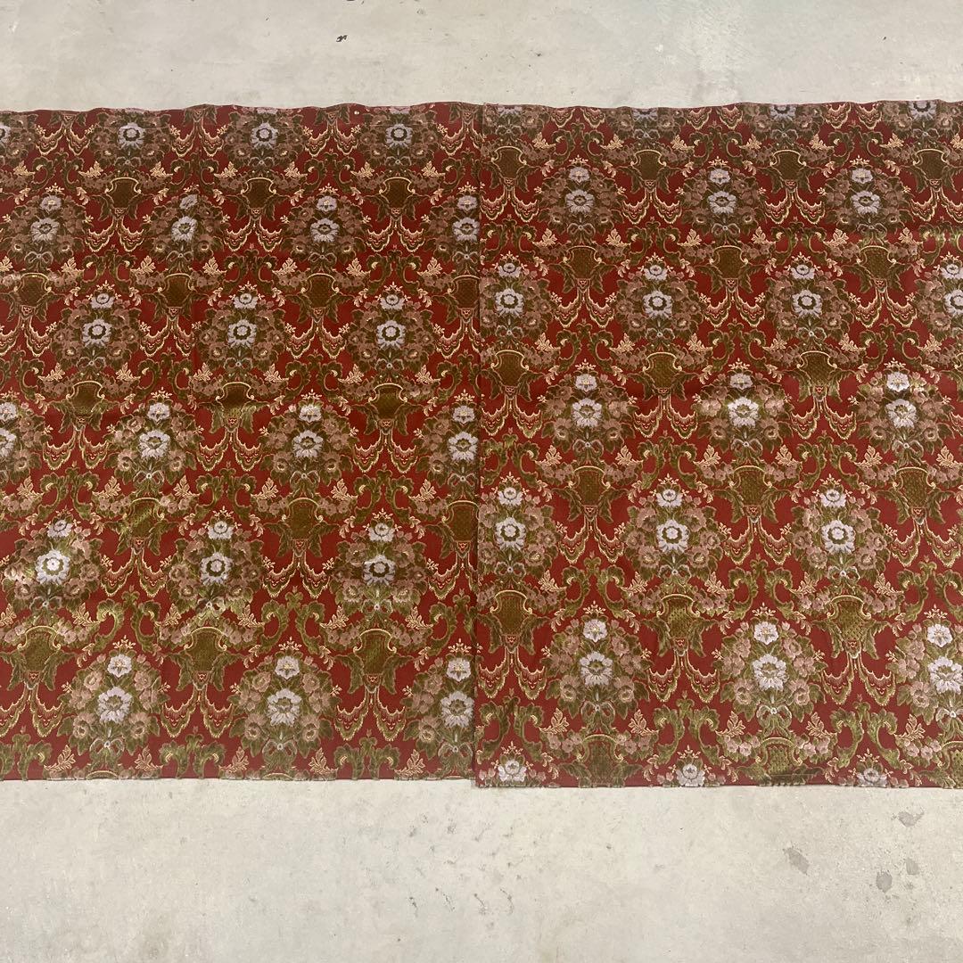 金華山　花かご　レッド　縦柄　センターカーテン　ハイルーフ