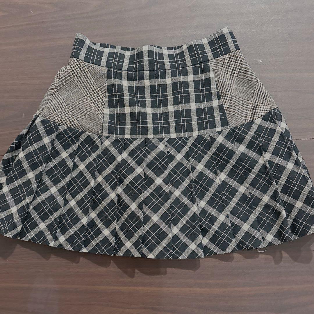 スカート andmary coco check pleats skirt BLACK S