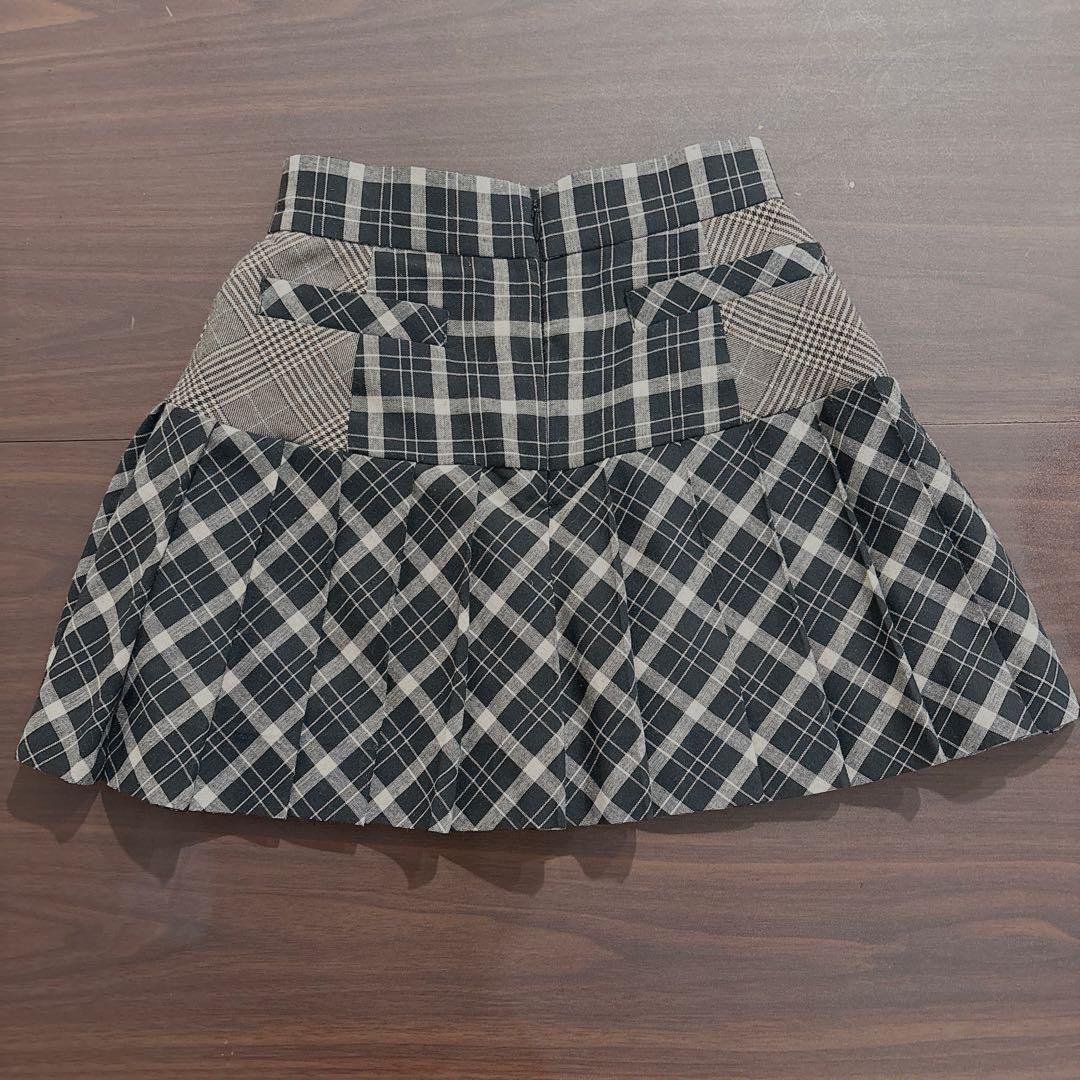 スカート andmary coco check pleats skirt BLACK S