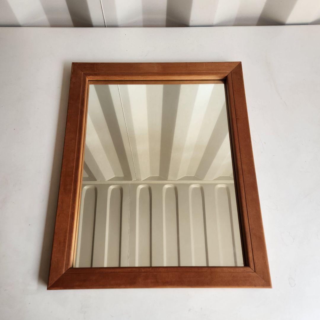 ヴィンテージ　木製フレーム　ウォールミラー 壁掛け鏡 天然木 鏡