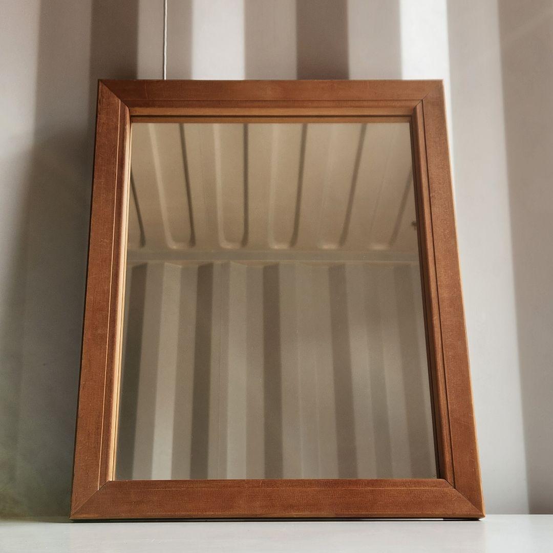 ヴィンテージ　木製フレーム　ウォールミラー 壁掛け鏡 天然木 鏡