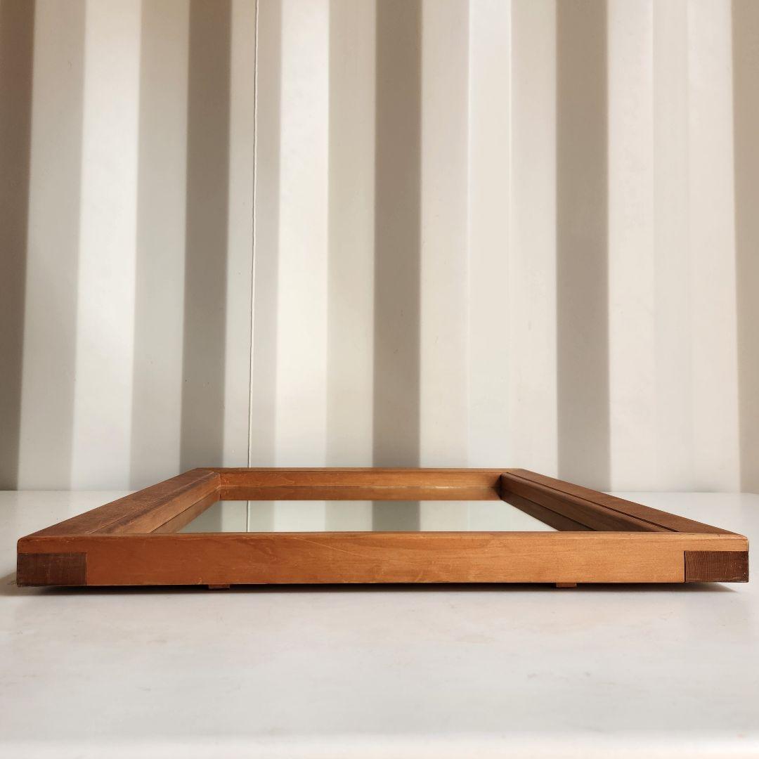 ヴィンテージ　木製フレーム　ウォールミラー 壁掛け鏡 天然木 鏡