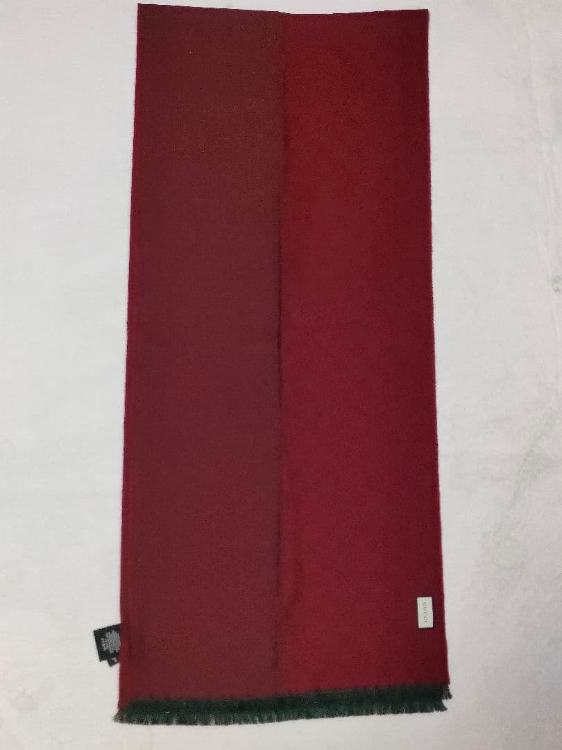 GUCCI　ストール　マフラー　GG　リバーシブル　レッド　グレー