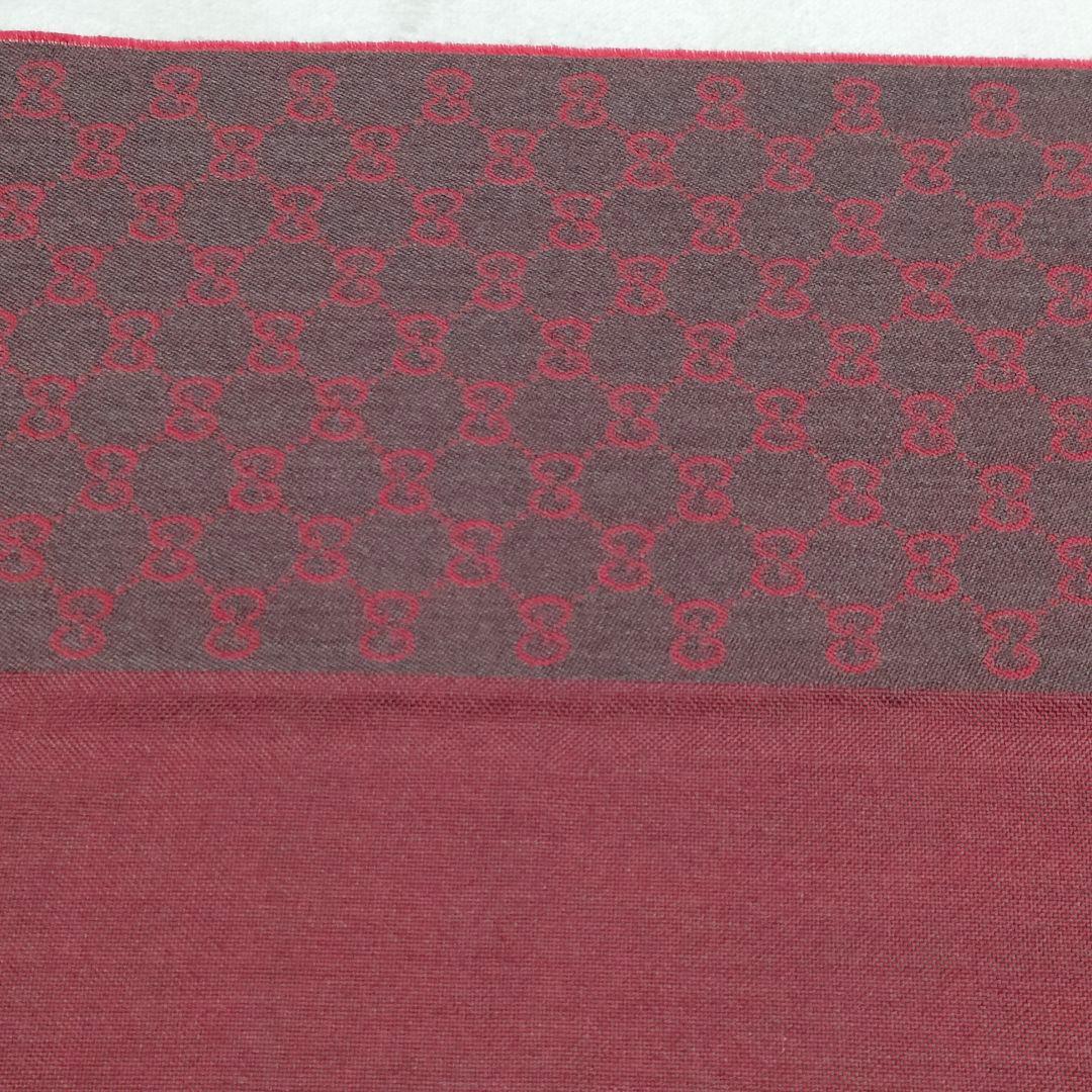 GUCCI　ストール　マフラー　GG　リバーシブル　レッド　グレー